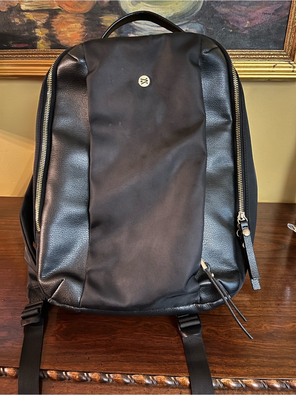Travanti Nylon and Faux Leather Backpack
